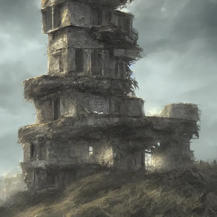 Image similar to a building in a landscape, trending on artstation