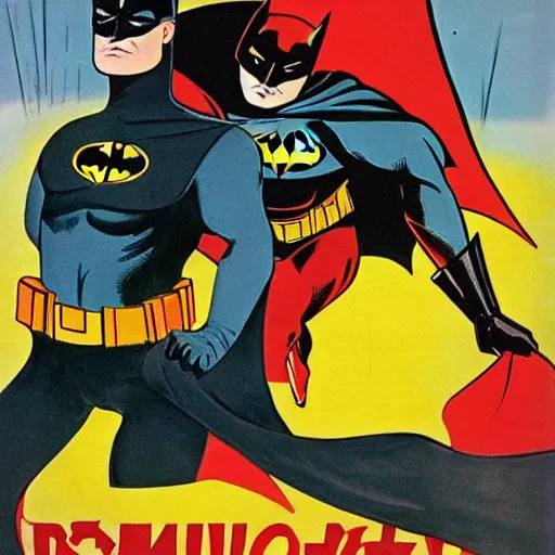 Image similar to batman and robin as a soviet propaganda poster