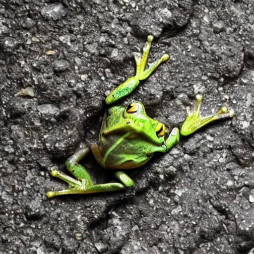Prompt: photograph of a dead frog taken on an iphone 4