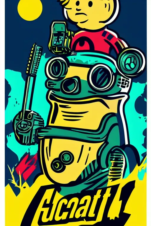 Image similar to fallout 7 6 retro futurist illustration art by butcher billy, sticker, colorful, illustration, highly detailed, simple, smooth and clean vector curves, no jagged lines, vector art, smooth andy warhol style