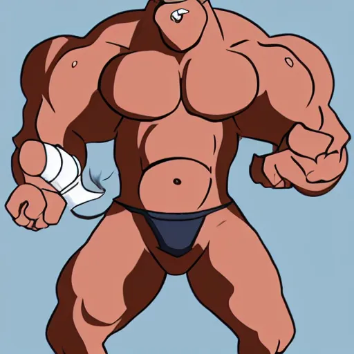 Image similar to a muscular bull with a pot belly, anime style