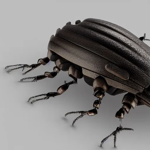 Image similar to a cute robotic wood lice, artstation, 8 k, highly detailed, hyperrealistic,