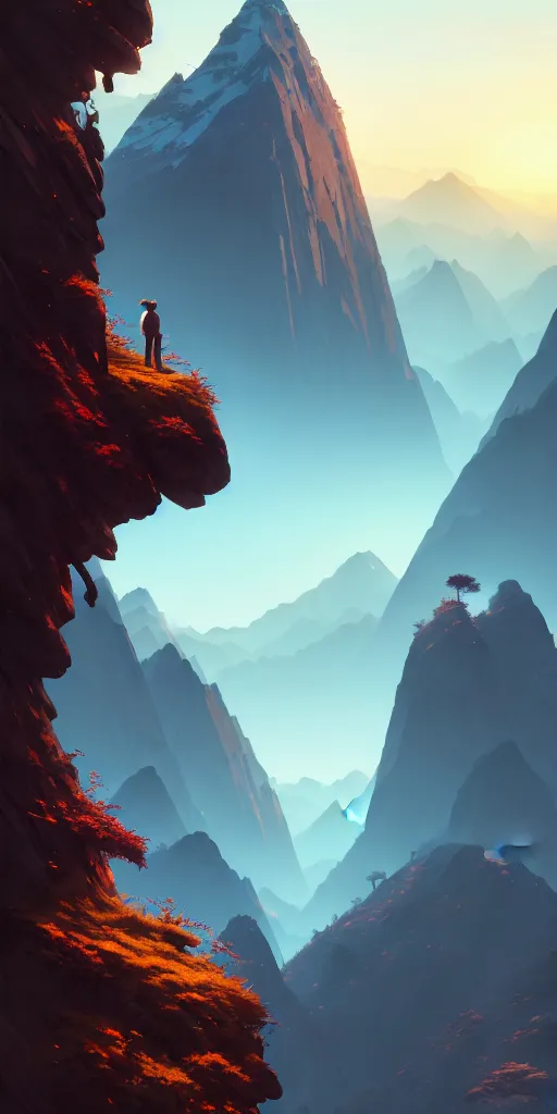 Image similar to highly detailed mountain, gta v, stephen bliss, unreal engine, fantasy art by greg rutkowski, loish, rhads, ferdinand knab, makoto shinkai and lois van baarle, ilya kuvshinov, rossdraws, tom bagshaw, global illumination, radiant light, detailed and intricate environment