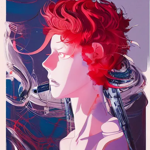 Image similar to prompt : fashion tv character portrait soft light painted by james jean and katsuhiro otomo and erik jones, inspired by akira anime, smooth face feature, intricate oil painting, high detail illustration, sharp high detail, manga and anime 1 9 9 9