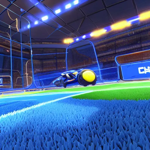 Image similar to in-game screenshot of Rocket League, highly detailed, high quality, HD, 4k, 8k, Canon 300mm, professional photographer, 40mp, lifelike, top-rated, award winning, realistic, sharp, no blur, edited, corrected, trending