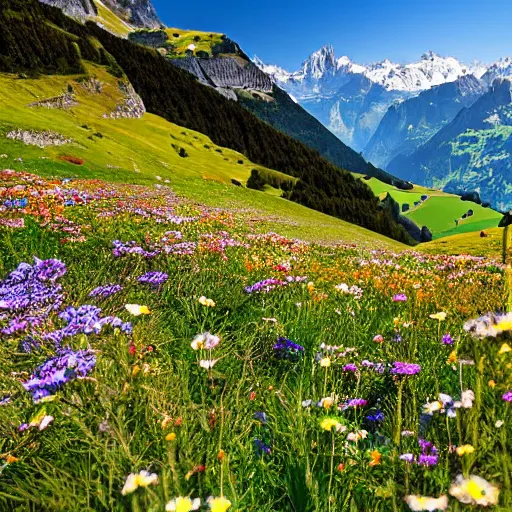 Image similar to alps mountain valley switzerland, wildflower vista