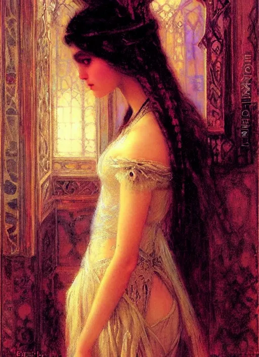 Image similar to gothic princess vertical portrait. by gaston bussiere