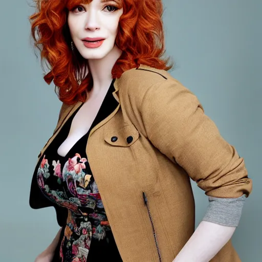 Image similar to christina hendricks with tiger jacket,