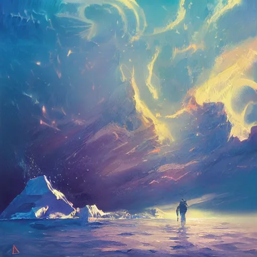 Image similar to iceberg floating in space, by anato finnstark, by alena aenami, by john harris, by ross tran, by wlop, by andreas rocha