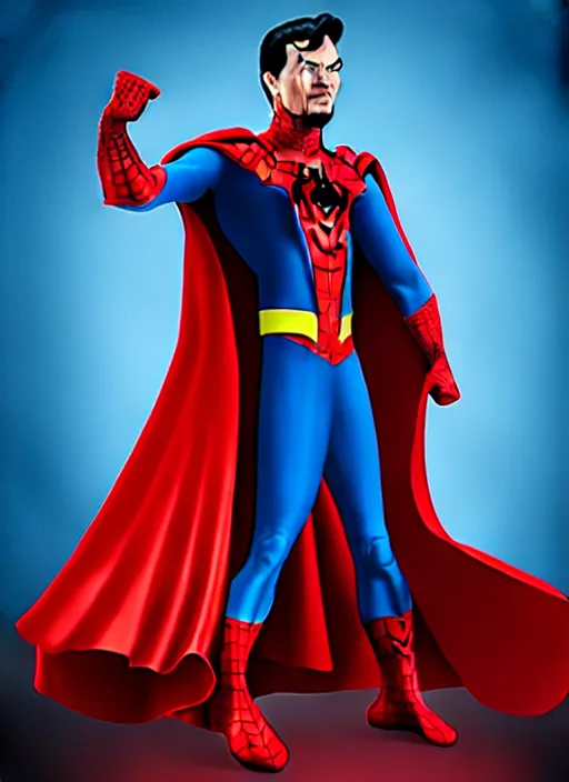 Image similar to superhero inspired by spiderman and doctor strange and darth vader