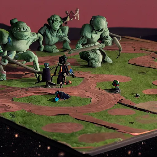 Image similar to the war between worlds extremely detailed claymation art