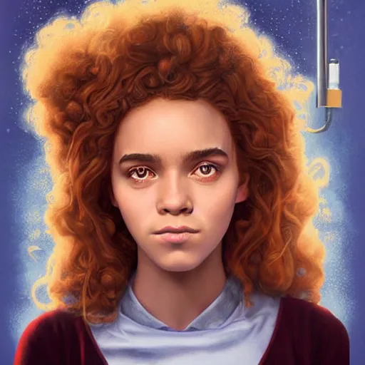 Image similar to lofi portrait of hermione granger smoking weed, Pixar style, by Tristan Eaton Stanley Artgerm and Tom Bagshaw.