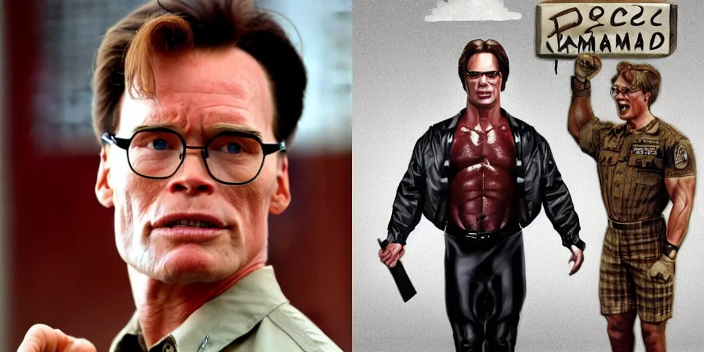 Prompt: Arnold Schartzenegger as Dwight K. Schrute