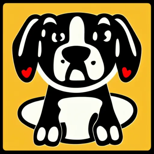 Image similar to cute puppy as an svg sticker, 2 d, flat, vector art