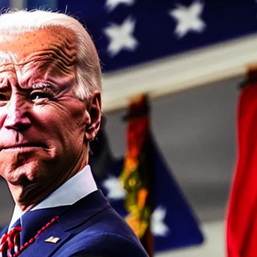 Image similar to joe biden in kung lao costume, mortal kombat