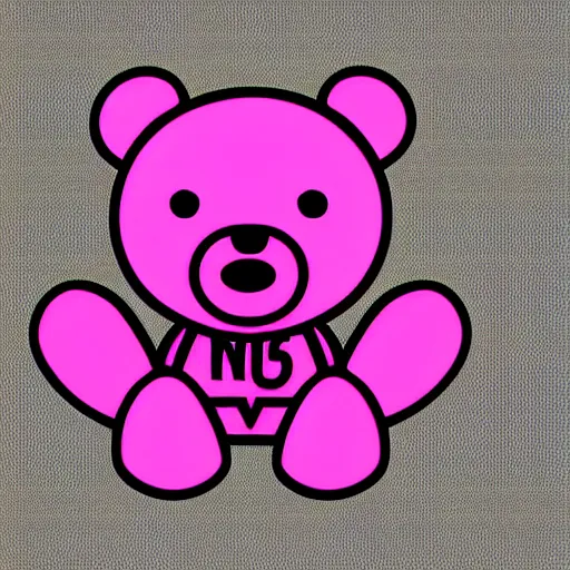 Image similar to a cute pink cuddly bear wearing headphones vector logo