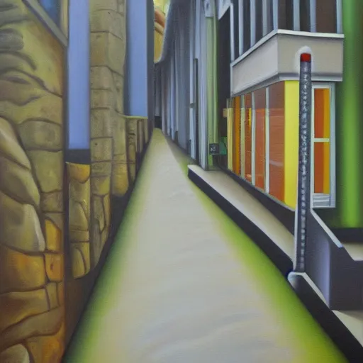 Image similar to happy lane central, oil and acrylic on canvas, surrealism, high detail