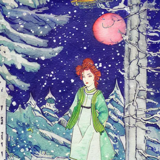 Image similar to winter the sailor jupiter watercolor bilibin thick linings