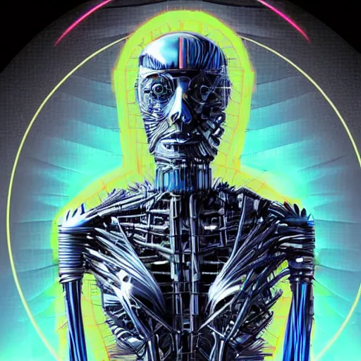 Image similar to a futurist techno - spirit cybernetic mummy, future perfect, award winning digital art