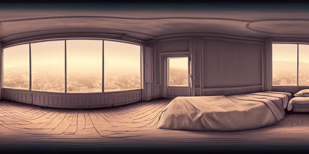 Image similar to Digital illustration. Trending. 4k. panoramic HDRI. Room.