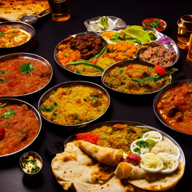 Prompt: close - up focused dslr photograph of an eritrean dinner, 8 k, high detail, volumetric lighting, hyperrealism, aesthetically pleasing, studio lighting, trending