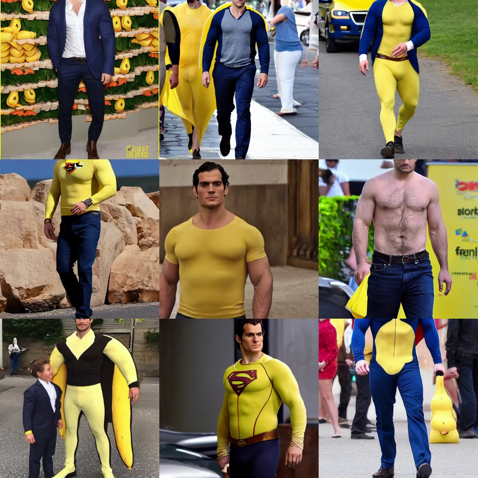 Prompt: henry cavill dresses as a banana