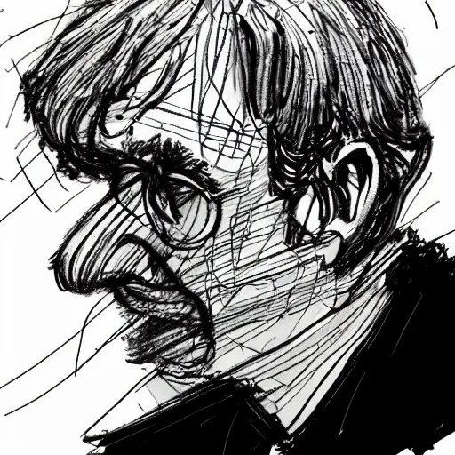 Prompt: a realistic yet scraggly portrait sketch of the side profile of a stern and sophisticated murdoc niccals, trending on artstation, intricate details, in the style of frank auerbach, in the style of sergio aragones, in the style of martin ansin, in the style of david aja, in the style of mattias adolfsson