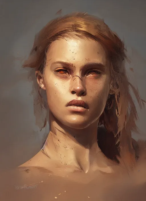 Image similar to A portrait of the warrior daughter in the style of in the style of Greg Rutkowski, glorious light, style of Charles Sillem Lidderdale, artstation