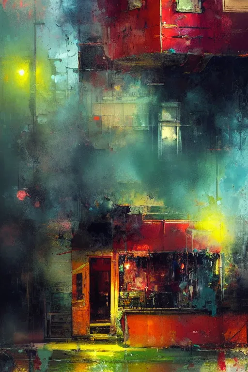 Prompt: abstract painting of a happy chesse house in bright colours by jeremy mann, hd