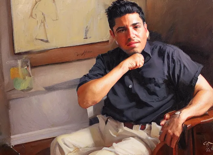 Prompt: a highly detailed beautiful portrait of martin ramirez, by gregory manchess, james gurney, james jean
