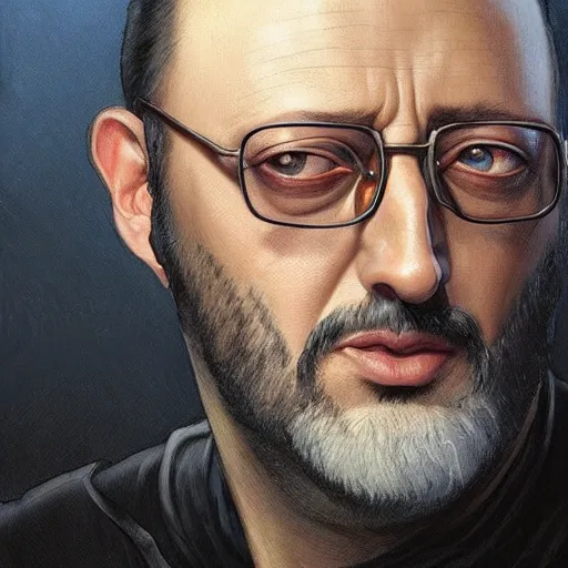 Prompt: Jean Reno, portrait, headshot, D&D, fantasy, highly detailed, digital painting, artstation, concept art, sharp focus, illustration, art by artgerm and greg rutkowski and alphonse mucha