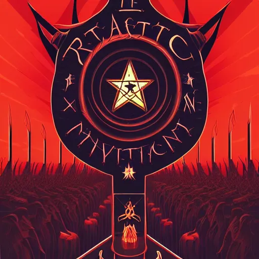 Image similar to the rise of a satanic government, by jeffrey smith, tim biskup, behance contest winner, wallpaper, digital illustration