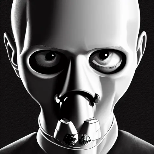 Image similar to hannibal lector, in the style of pixar, symmetry, smooth, sharp focus, semi - realism, intricate detail.