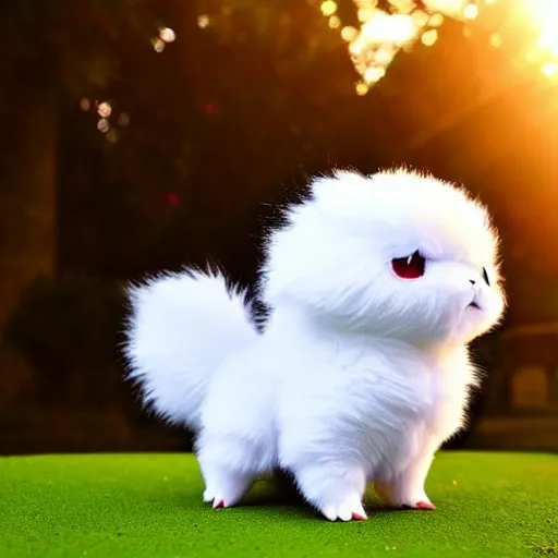 Image similar to real life Pokemon, cute!!!, fluffy!!!, ultra realistic!!!, golden hour, ultra detailed, sharp focus