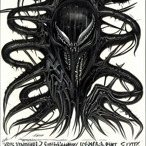 Prompt: venom symbiote by h. r. giger.