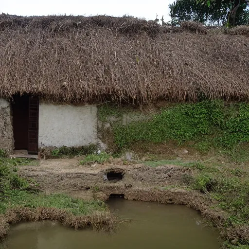 Image similar to A house in a Ditch village, photography