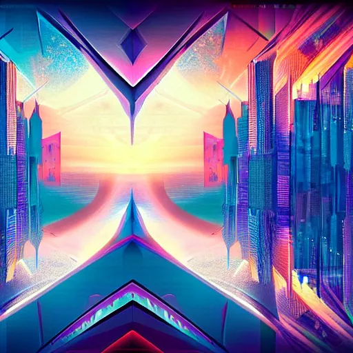 Image similar to matte painting of the sacred geometry of cyberpunk, brilliant colors, extremely detailed, very very detailed, in the style of alena aenami by Alex grey, HD, 4k, 8k