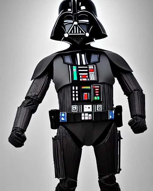 Image similar to huge paper mache doll of dart vader, realistic, very detailed, complex, epic, soft studio lighting, with bokeh, sigma 5 0 mm f 1. 4