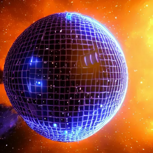 Image similar to dyson sphere in space, holes intricate abstract, unreal engine tech demo, golden hour