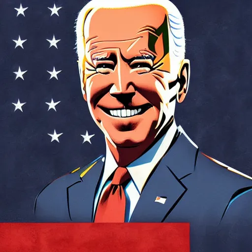 Image similar to Inspiring Portrait of Joe Biden as Guerrilla Heroica Revolution Digital Art