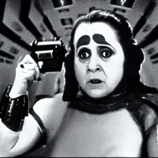 Prompt: a film still of danny devito as princess leia, star wars