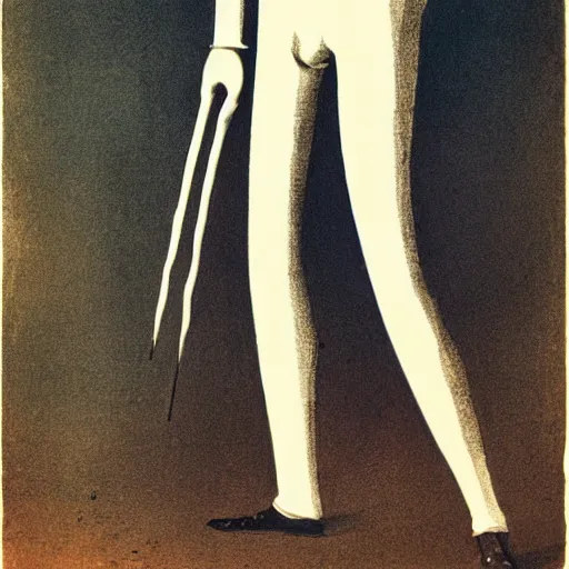 Image similar to color poster of slenderman by adolphe millot