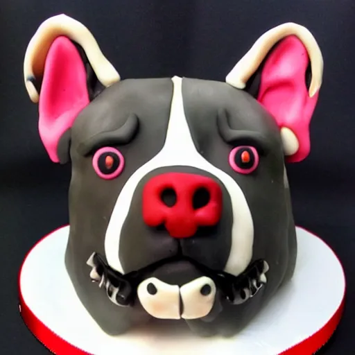 Image similar to pitbull as a cake, hyper realistic cake decoration