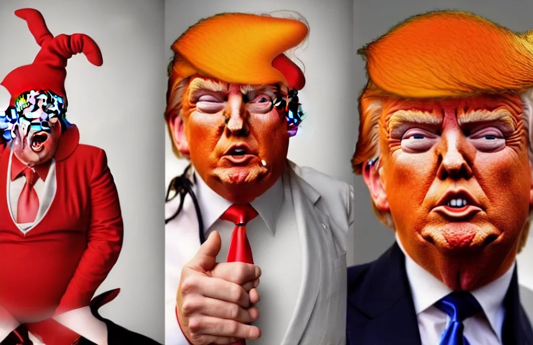 Image similar to donald trump as an oompa loompa, in the style of nicolas uribe