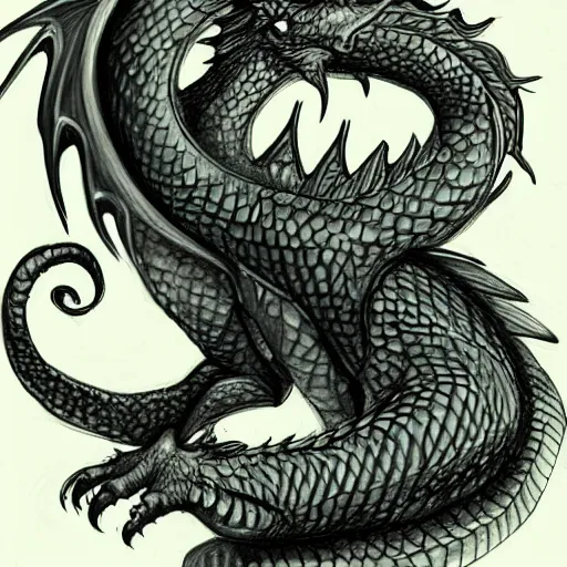 Image similar to beautiful drawing of a dragon, accurate, digital art