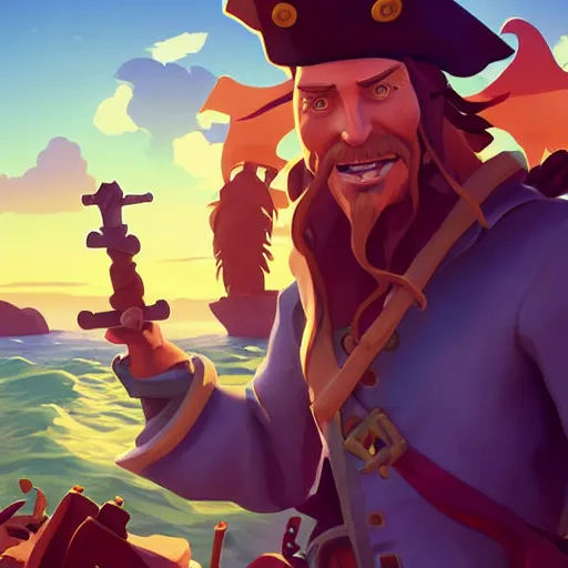 Image similar to painting jack the pirate on sea of thieves game avatar hero smooth face median photoshop filter cutout vector behance hd by jesper ejsing, by rhads, makoto shinkai and lois van baarle, ilya kuvshinov, rossdraws, illustration, art by ilya kuvshinov and gustav klimt