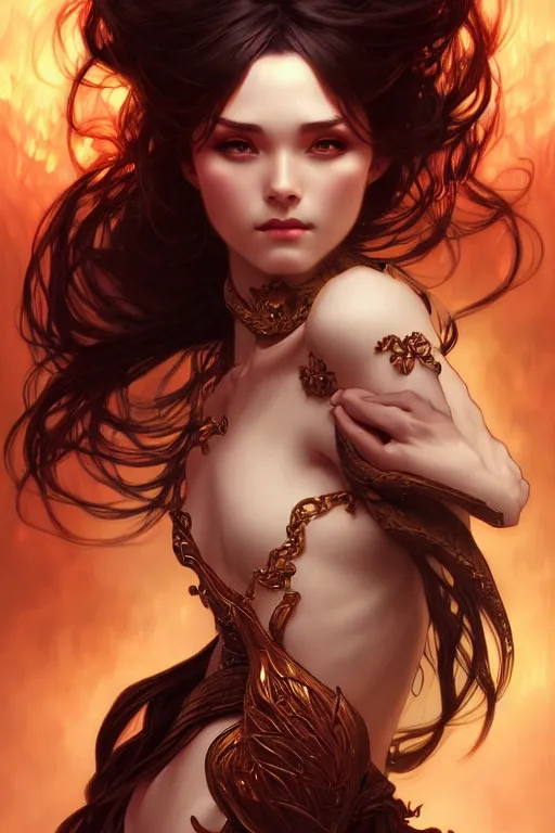 Prompt: lava, dark fantasy, intricate, elegant, highly detailed, digital painting, artstation, concept art, matte, sharp focus, illustration, art by artgerm and alphonse mucha