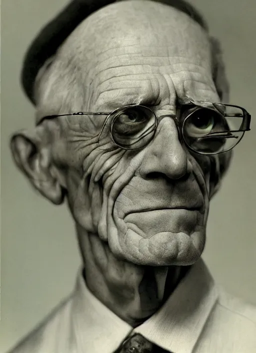 Image similar to 3 0 0 0 ( professor hubert j. farnsworth ), portrait photography feroflex photorealistic studio lighting ektachrome detailed intricate face details, ultradetails, beautiful face