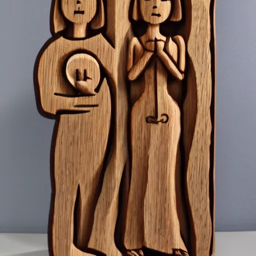 Prompt: a wood masterpiece symbolizing nurses