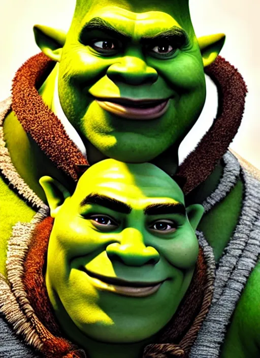 Image similar to photo of a gorgeous shrek the style of stefan kostic, realistic, sharp focus, 8 k high definition, insanely detailed, intricate, elegant, art by stanley lau and artgerm